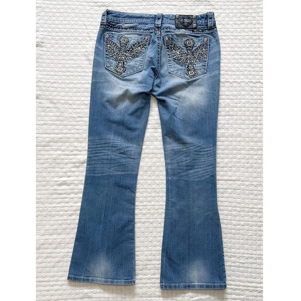 Miss Me Womens Size 29 Signature Rise Boot Cut Jeans Embellished Back Pockets